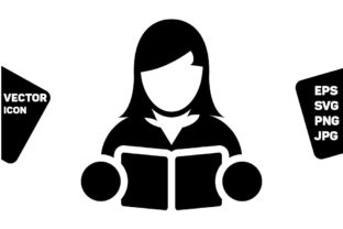 Book Icon Vector Female Person Profile Graphics