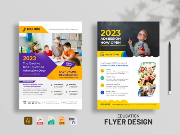 Elegant Kids School Admission Flyer Graphics
