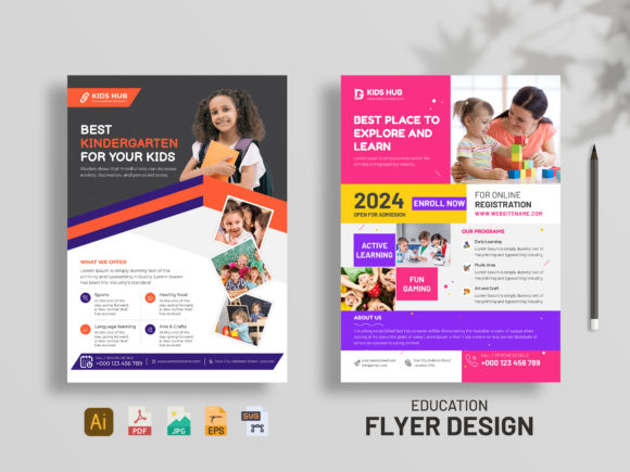 Kids Education Flyer Template for Modern Web Design