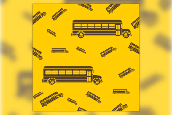 Monochrome School Bus Seamless Pattern