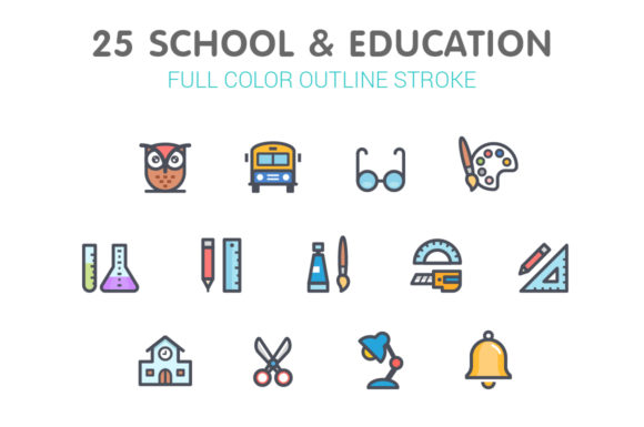 School Education Color Icon Graphics