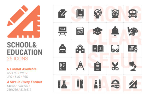 School Education Filled Icon Graphics